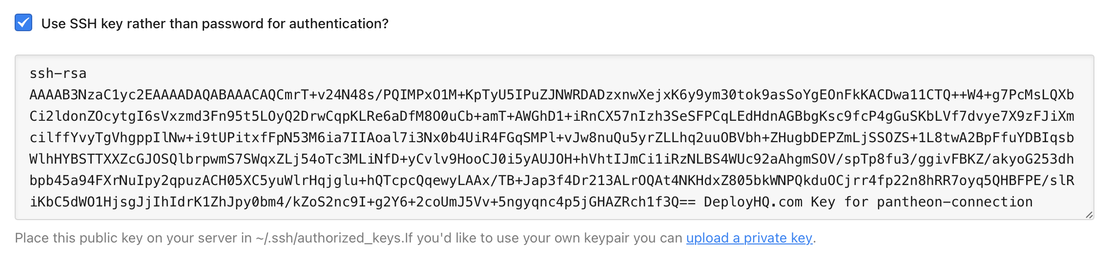 Pantheon SSH key DeployHQ